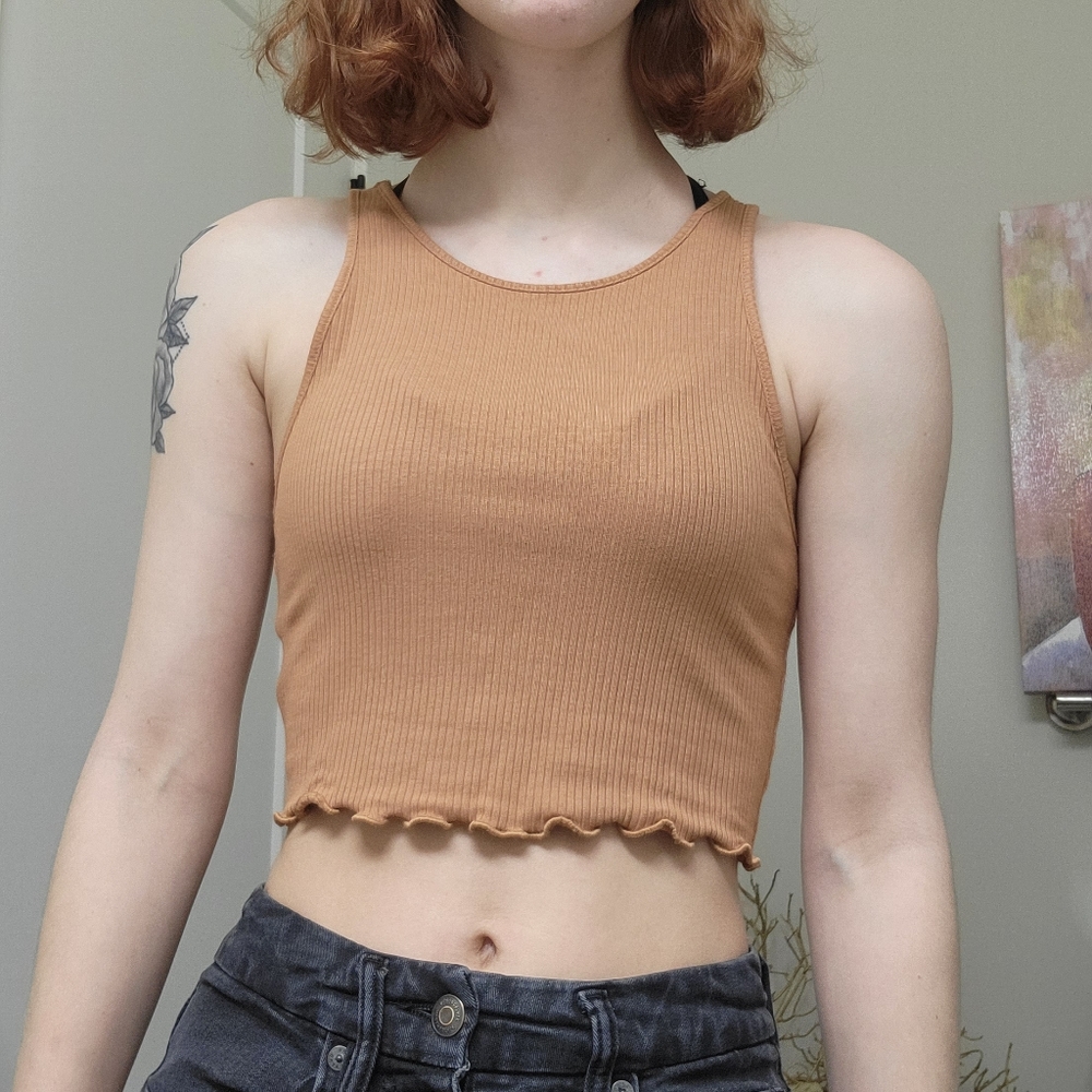 American Eagle Soft & Sexy Tan Cropped Tank